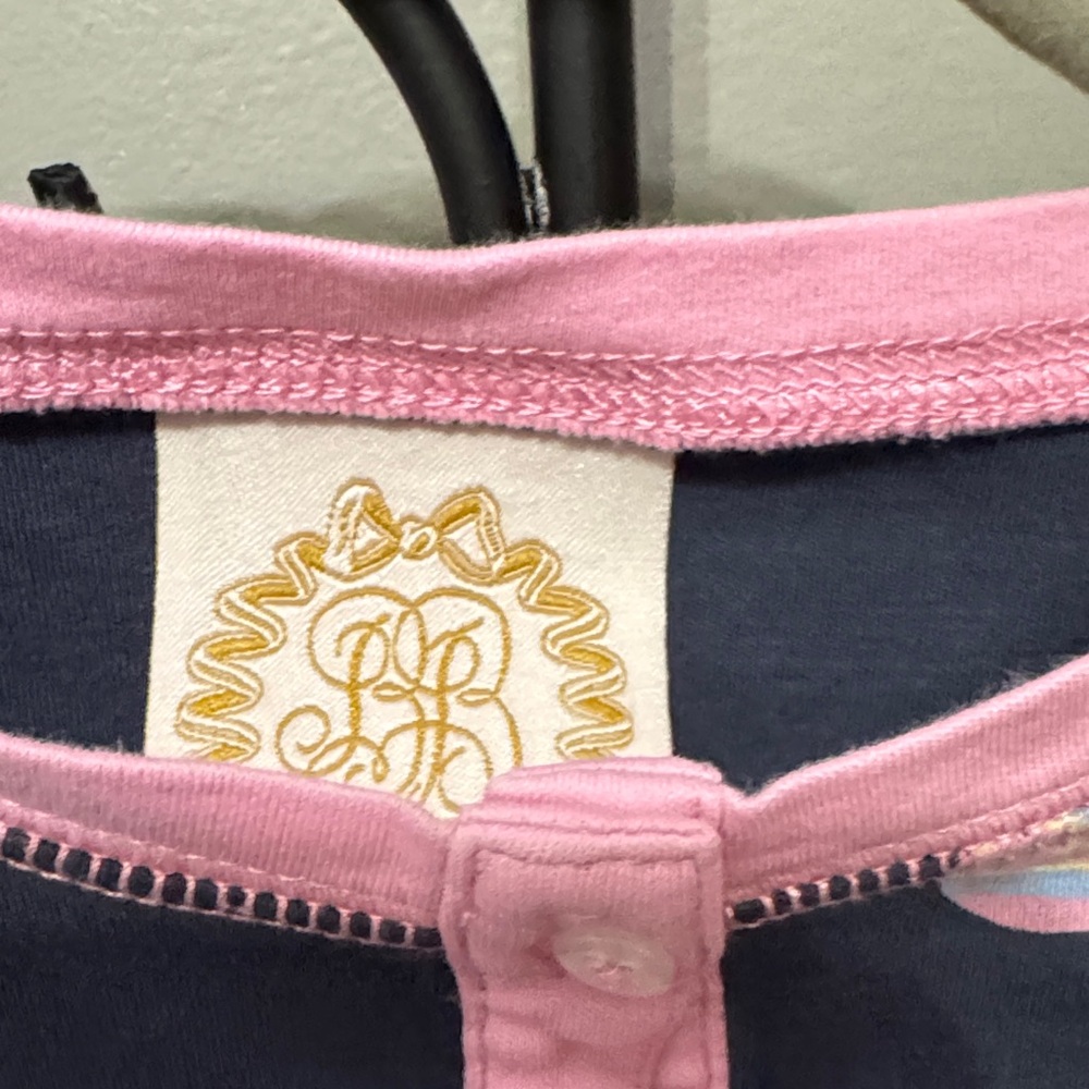 The Beaufort Bonnet Company Navy and Pink Kids Pajama Top - Picture 2 of 9